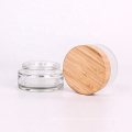 bamboo cosmetic packaging glass jar 120g clear frosted glass bamboo cream jar